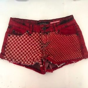 Hot Topic Lovesick Red Pattern Split Distressed Shorts
